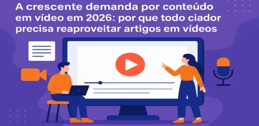 A crescente demanda por conteúdo em vídeo em 2026: por que todo criador precisa reaproveitar artigos em vídeos