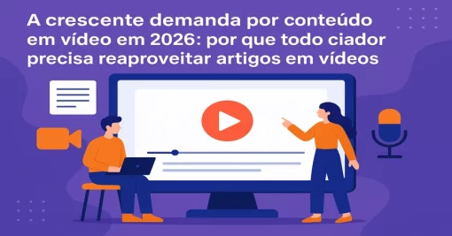 A crescente demanda por conteúdo em vídeo em 2026: por que todo criador precisa reaproveitar artigos em vídeos