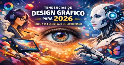 Tendências de Design Gráfico para 2026: Onde a IA Encontra o Olhar Humano